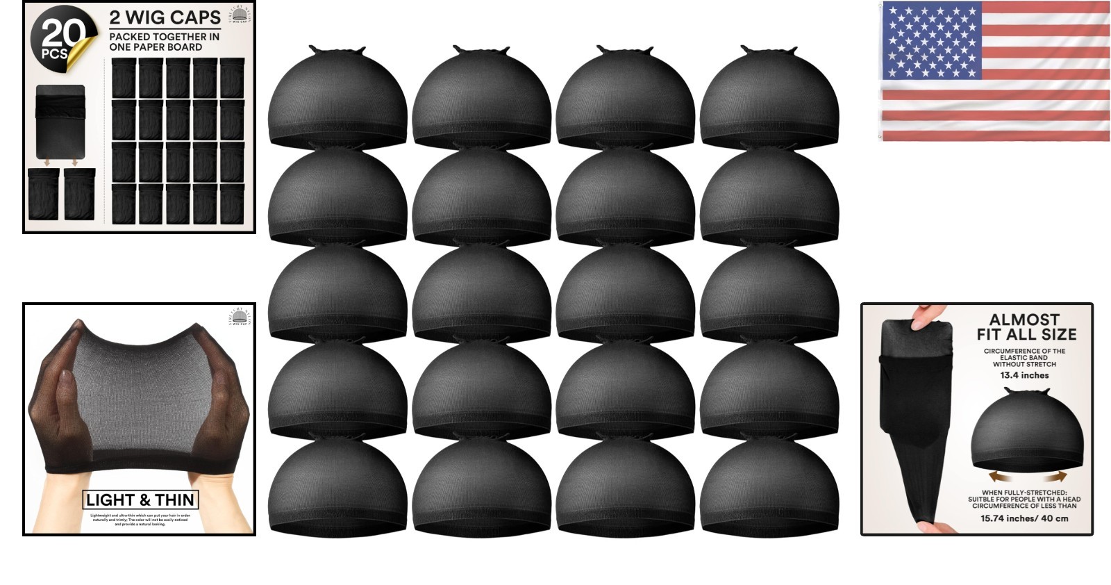 Universal Black Wig Caps – 20PCS Breathable Caps for Ultimate Hair Protection