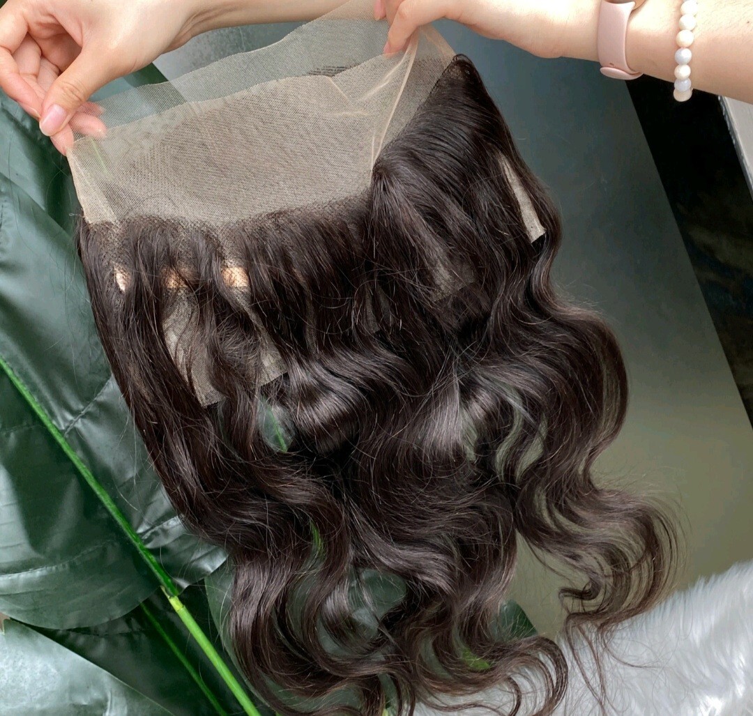 12A 18INCHES 360 LACE FRONTAL RAW BRAZILIAN DARK BROWN COLOUR 2# BODY WAVSE 120g