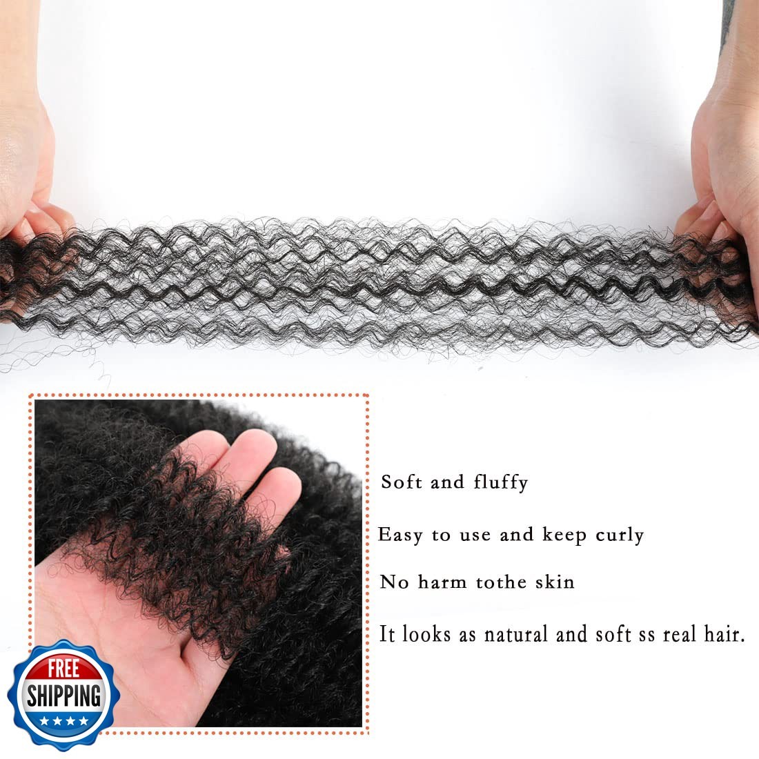 36 Inch Pre-Separated Springy Afro Twist Hair 8 Packs Black Pre-Fluffy Natura…