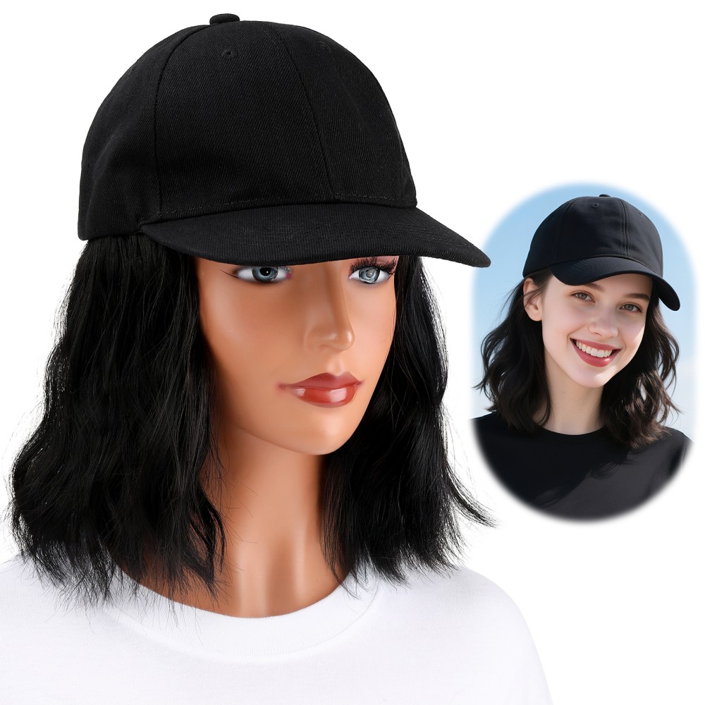 Women Baseball Cap Hat Wig Hairpiece with Short Curly Casual Daily Wear Dating