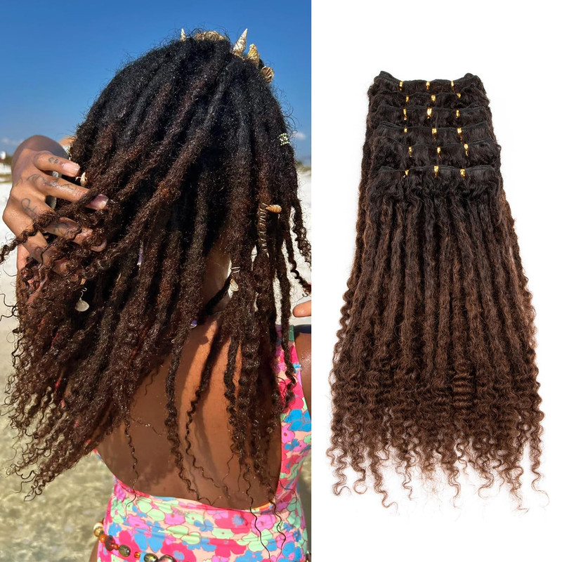 Originea 0.6Cm 6-18 Inch 100 Human Hair Dreadlock Extensions Curly Ends Loc