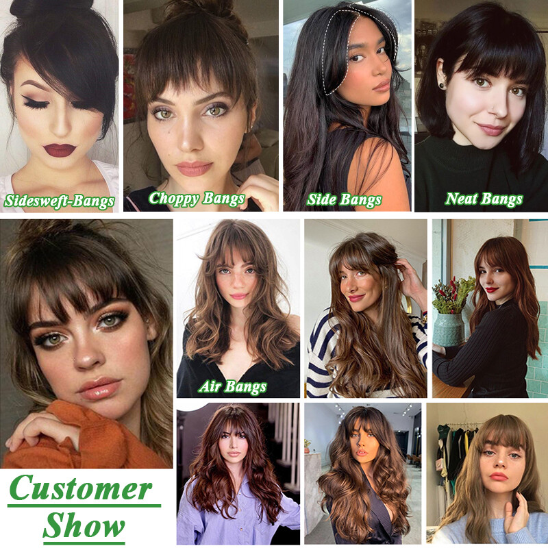 Flat Wispy Air Fringe With Temples 100% Remy Human Hair Bangs Clip In Beauty US