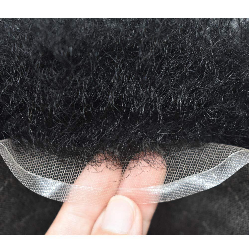 Afro Toupee for BlackFrench Lace Hairpiece Kinky Curl Gray Hair Unit Men Toupee