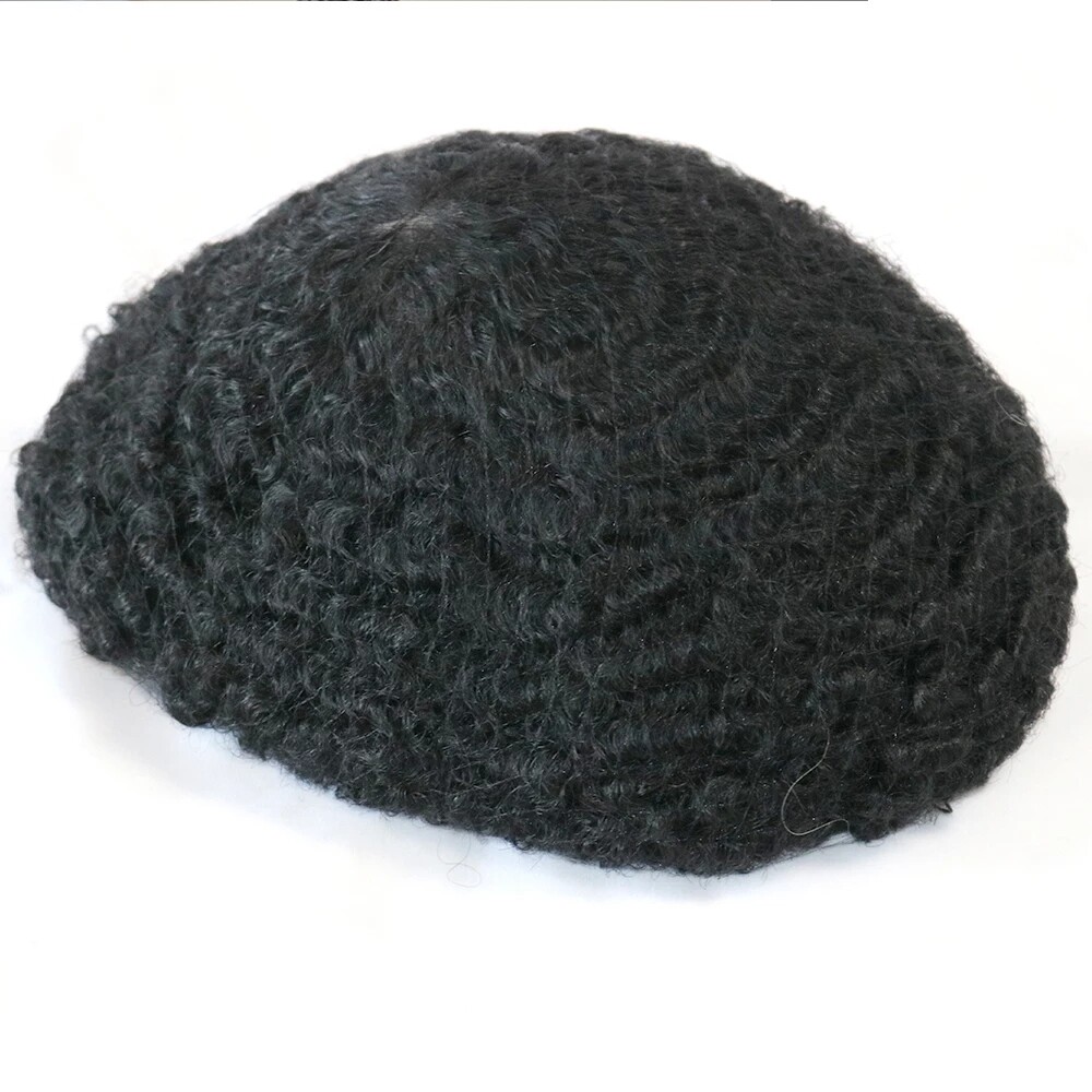 10MM Deep Curly Skin Thin Base Toupee Hair System Men Hairpiece Pu 360 Wave 8×10