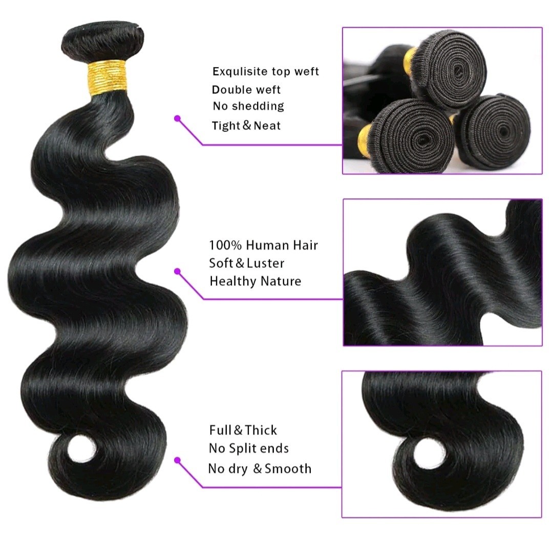 12A PERUVIAN VIRGIN HUMAN HAIR BODY WAVES 20+20+20&20INCHE 4X4 CLOSURE 350g 1B#
