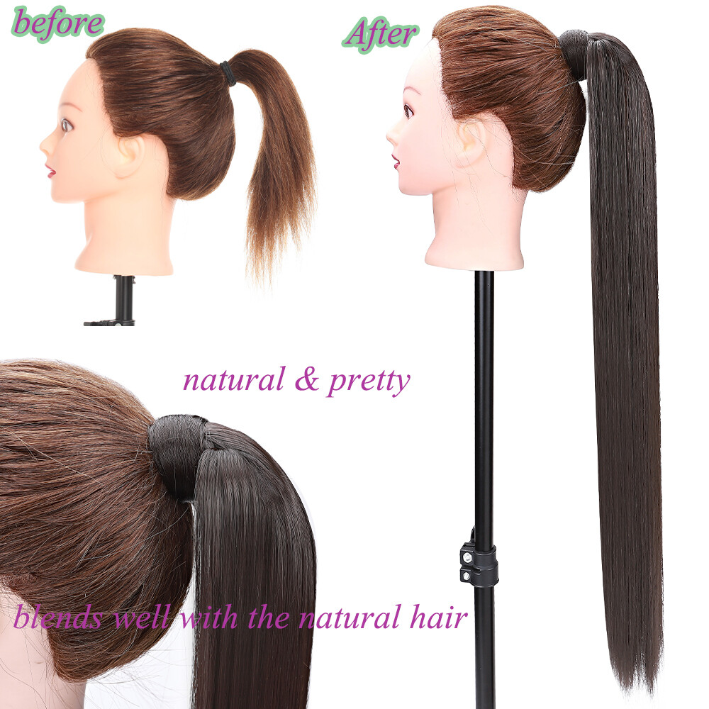 1PCS Wrap Around Ponytail Clip In Extension Synthetic Straight Curly For Woman