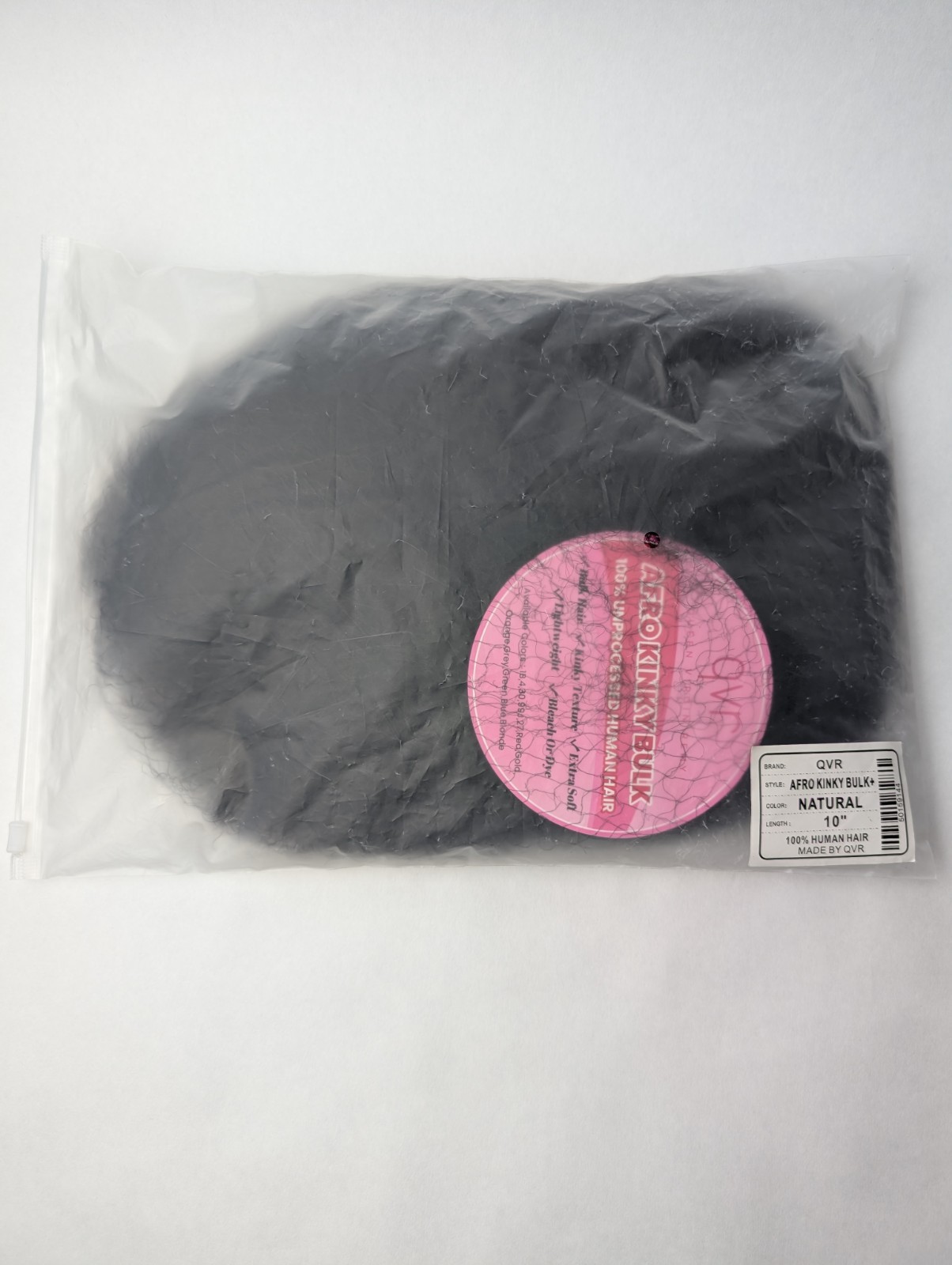 Queen Virgin Remy QVR 10in Afro Kinky Bulk Human Hair 50g Natural Black