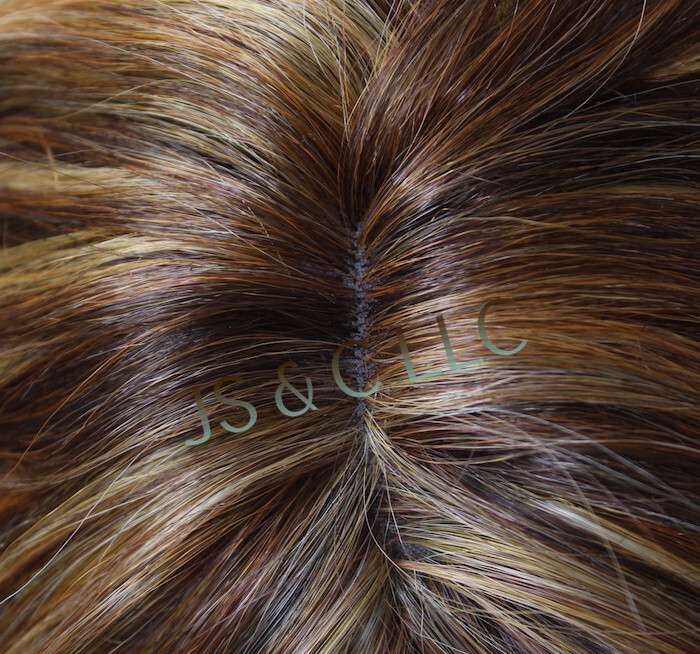 Human Hair Blend Full Wig HEAT SAFE Long Spanish Wavy Layers HDF Brown Gold 4/33