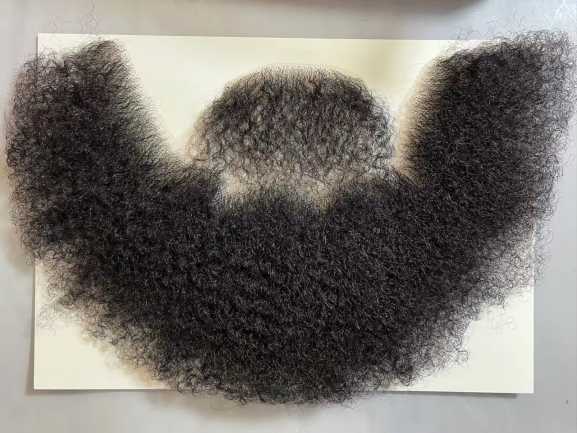 100% Human Hair Afro Curl Face Beard Mustache For American Men Full Lace Toupee