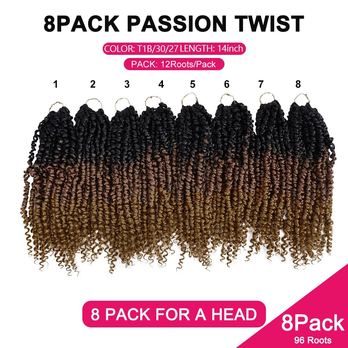 Nayoo Passion – 8 Packs 14 Inch Passion Crochet For Women Crochet