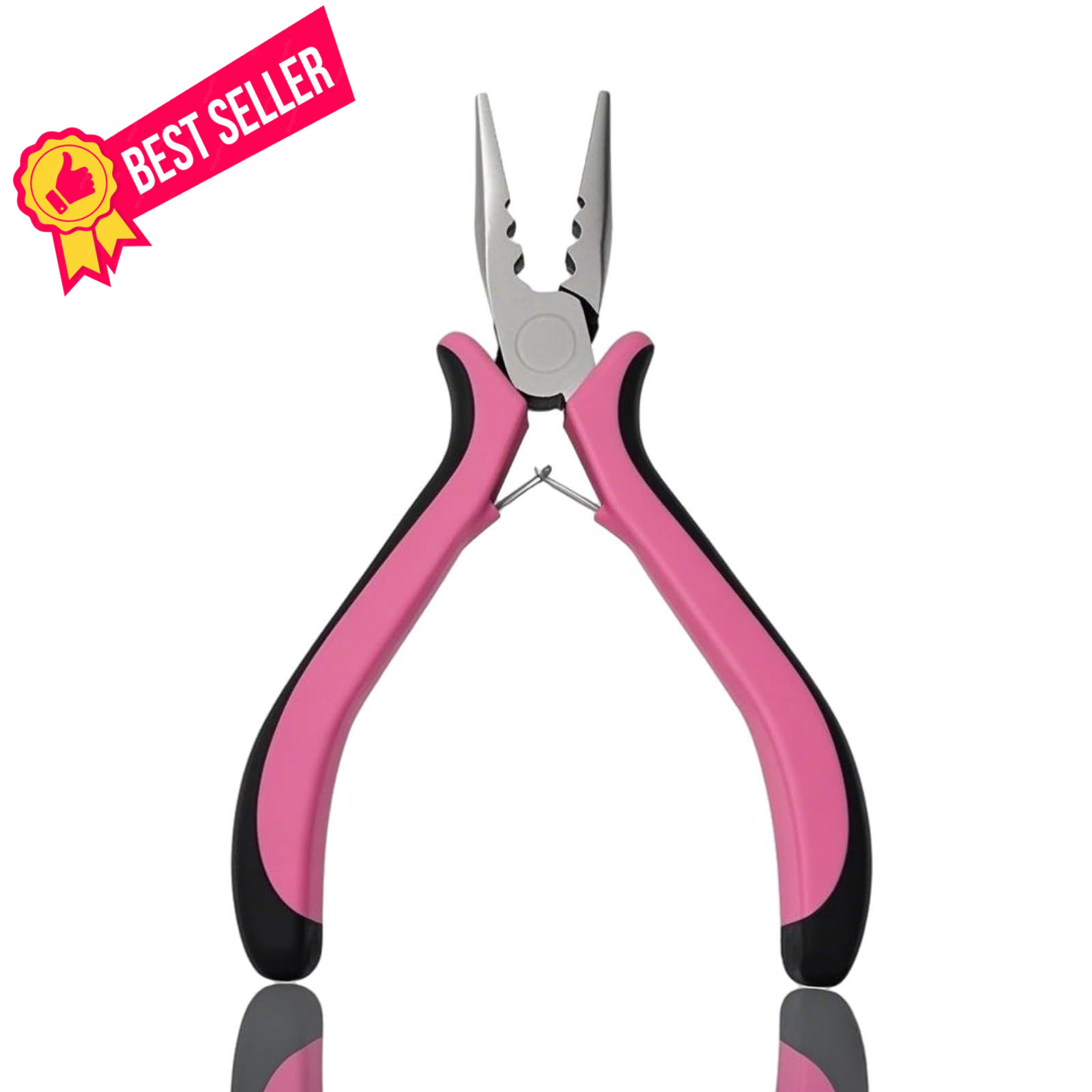 Hair Extension Pliers with 3-Hole Design for Micro and Nano Rings, MINI, Pink