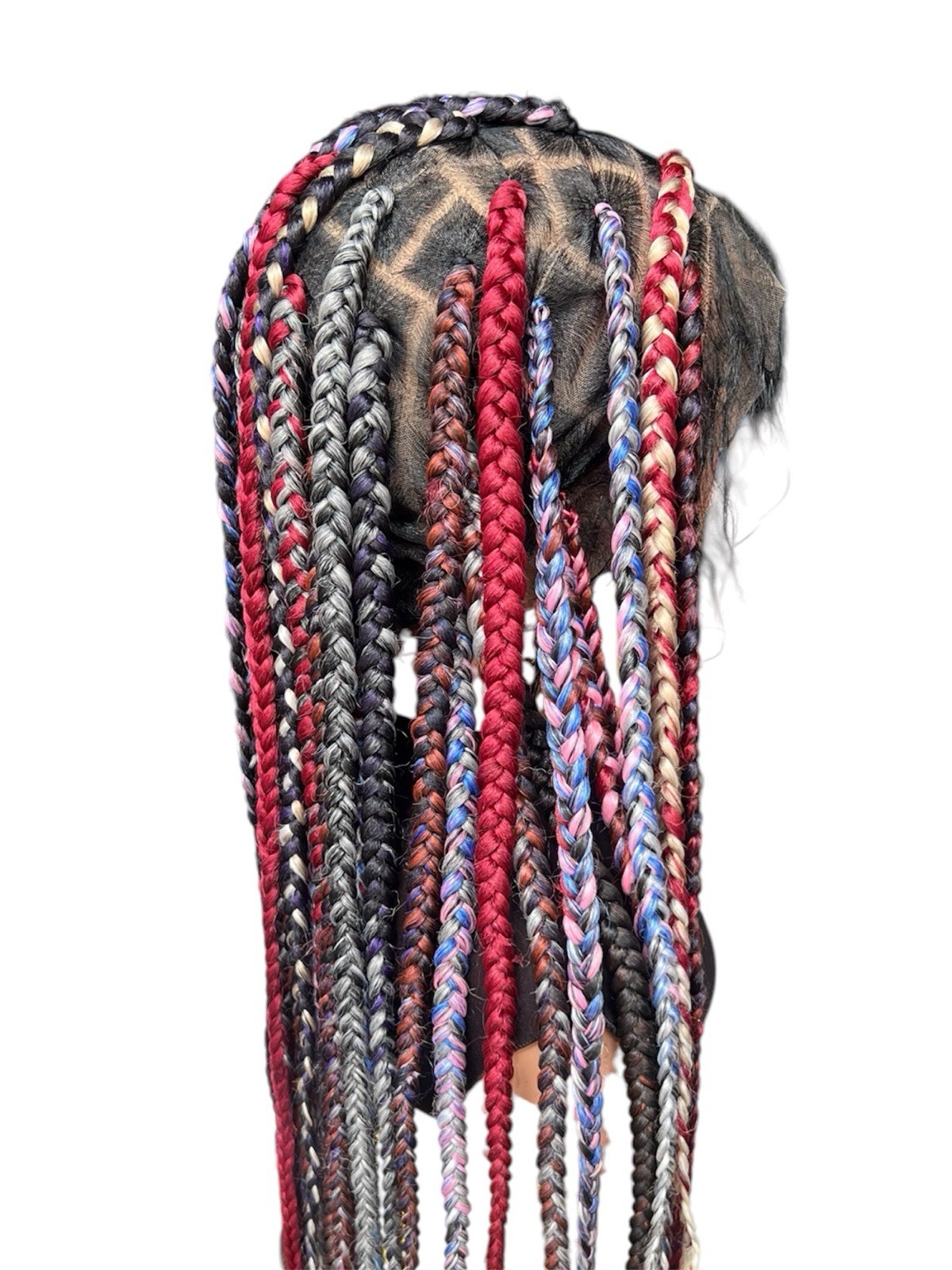 Women’s Braided Braid-In Wig Classic Cap One Size 31-40in Black Red Blue