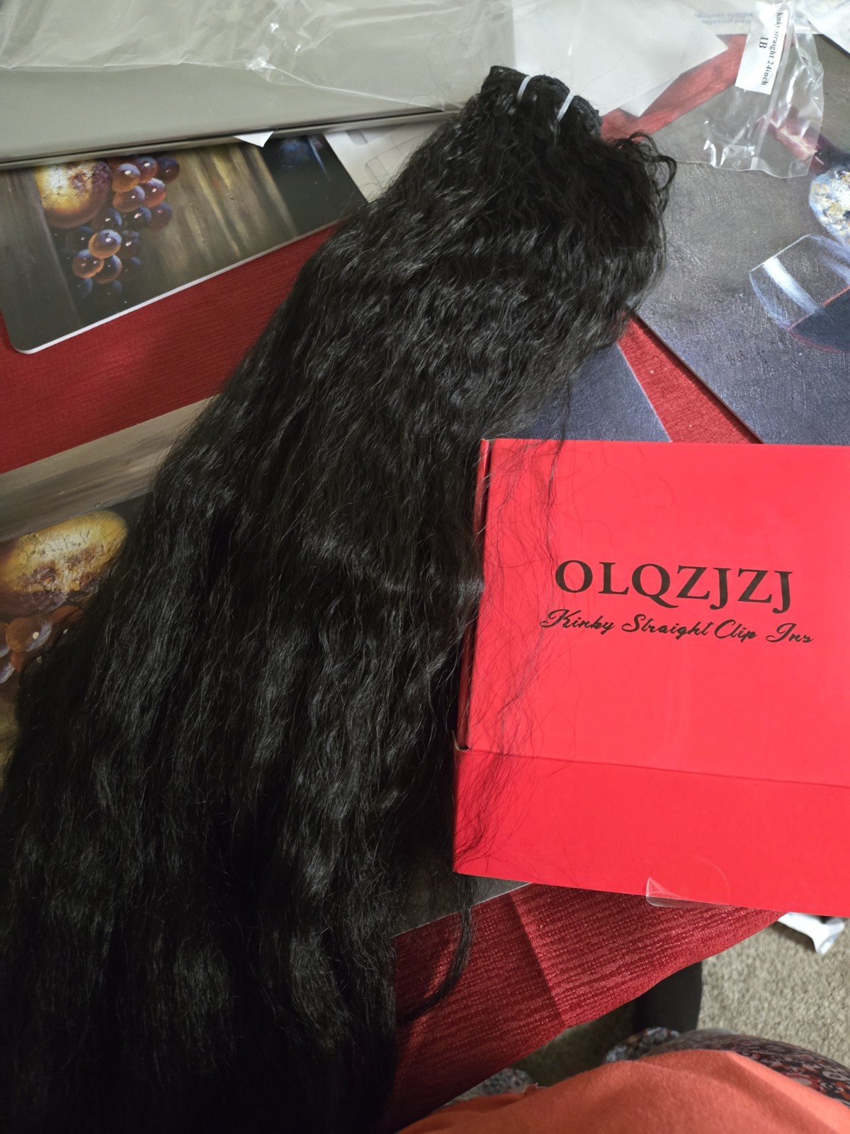 OLQZJZJ Kinky Straight Clip-In Hair Extensions Black Natural Look