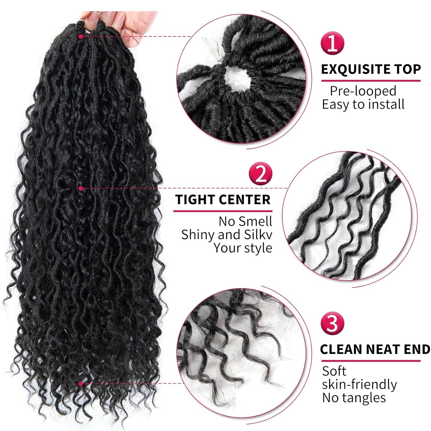 Goddess Locs 18-Inch Crochet Hair with Curly Ends – Bohemian 4 Pack