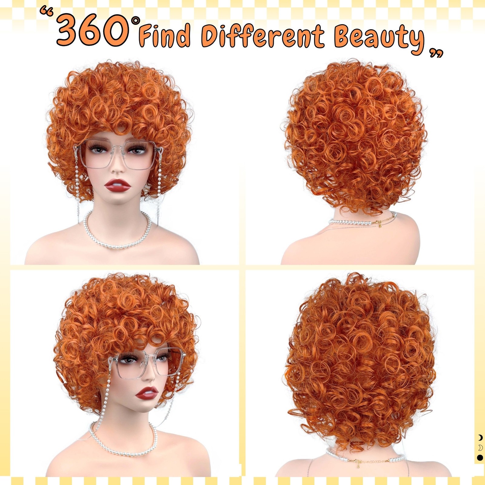 6in Women’s Short Curly Synthetic Wig Heat Resistant Cosplay Halloween Party