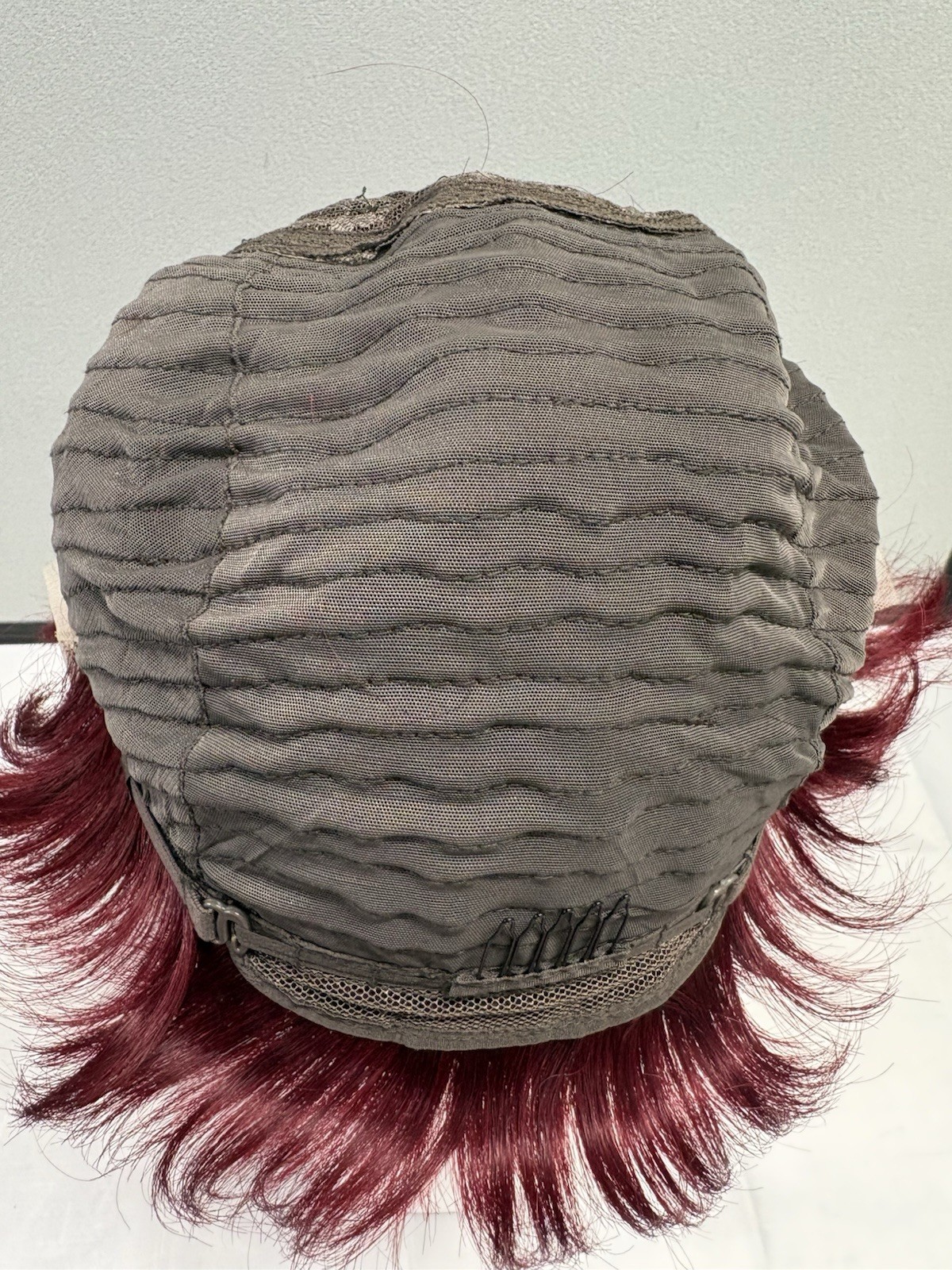 GLUELESS Lace Front Wig Short Burgundy Red 99J Pixie Bob Solid Comfort Cap