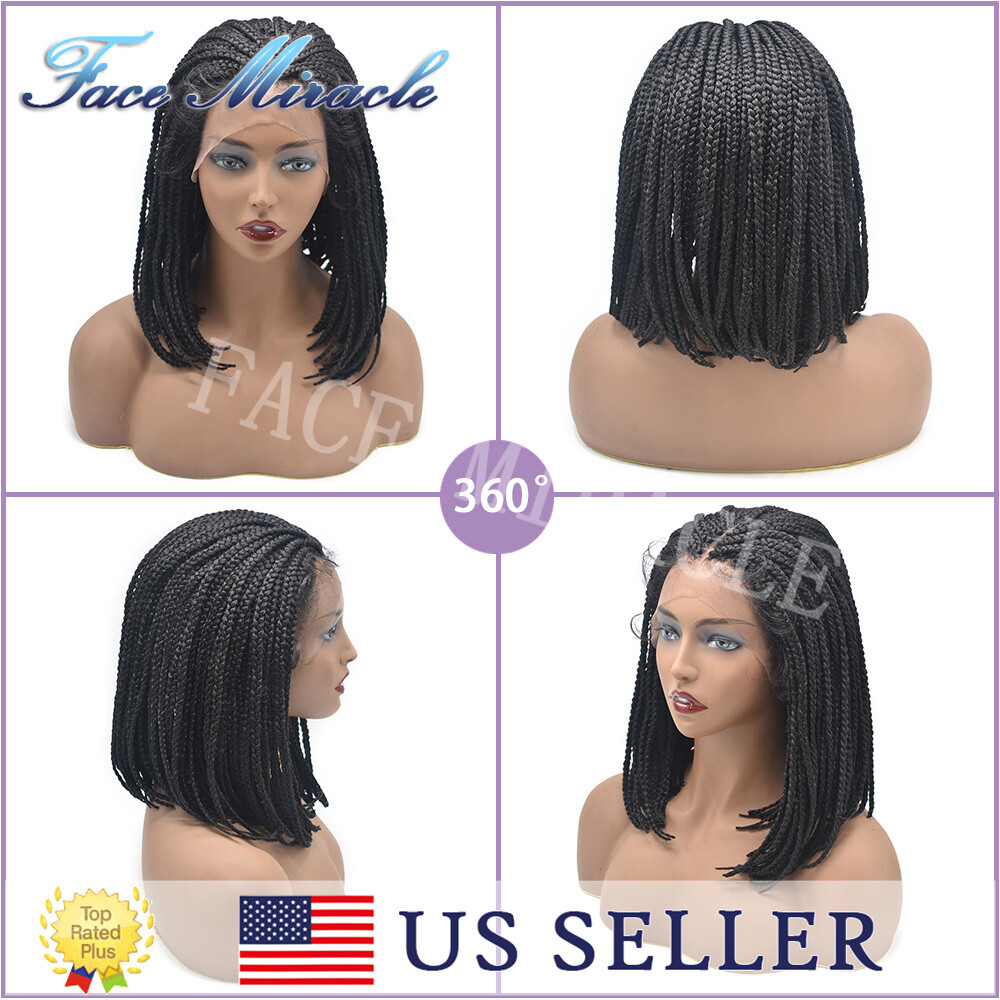 18.5″ Box Braided Wig for Black Men Synthetic Twist Braids Lace Front Baby Hair