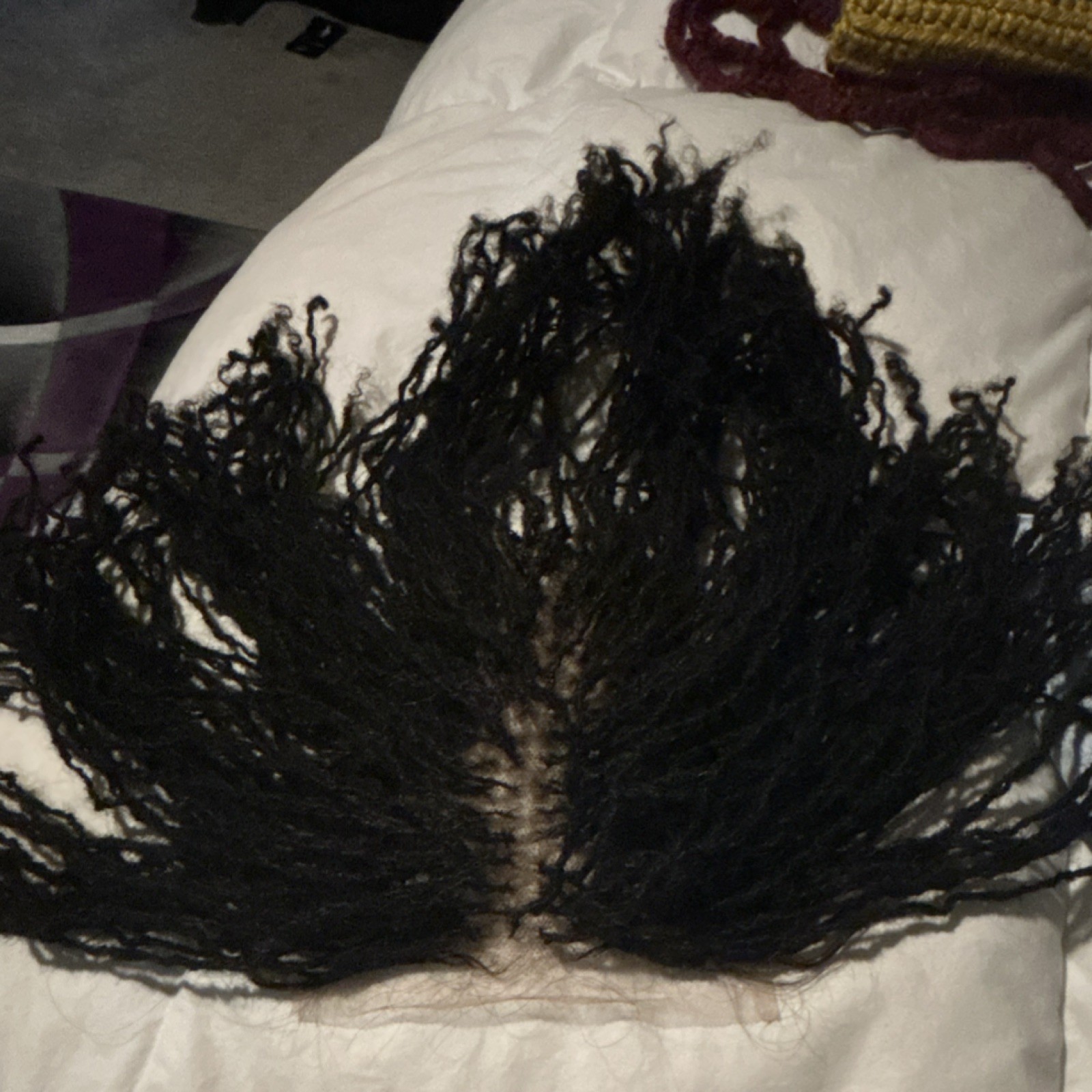 Microlocs Human Hair Clip-In Topper Black 1B Curly Dreadlocks 12 Inch