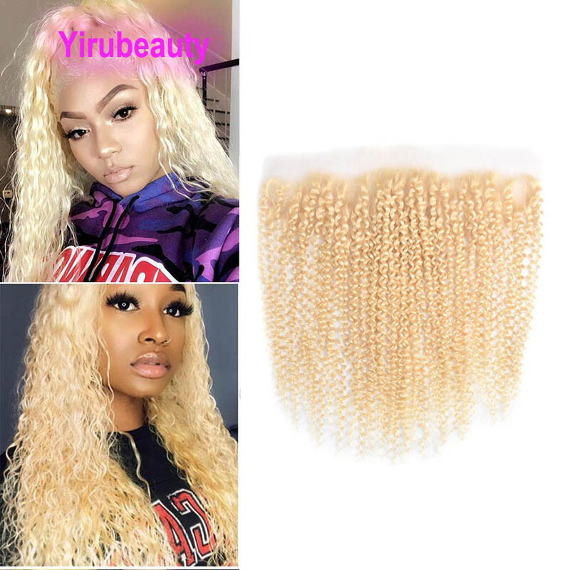 Kinky Curly 613# Brazilian 100% Human Hair Blonde 13X4 Lace Frontal 10-24inch
