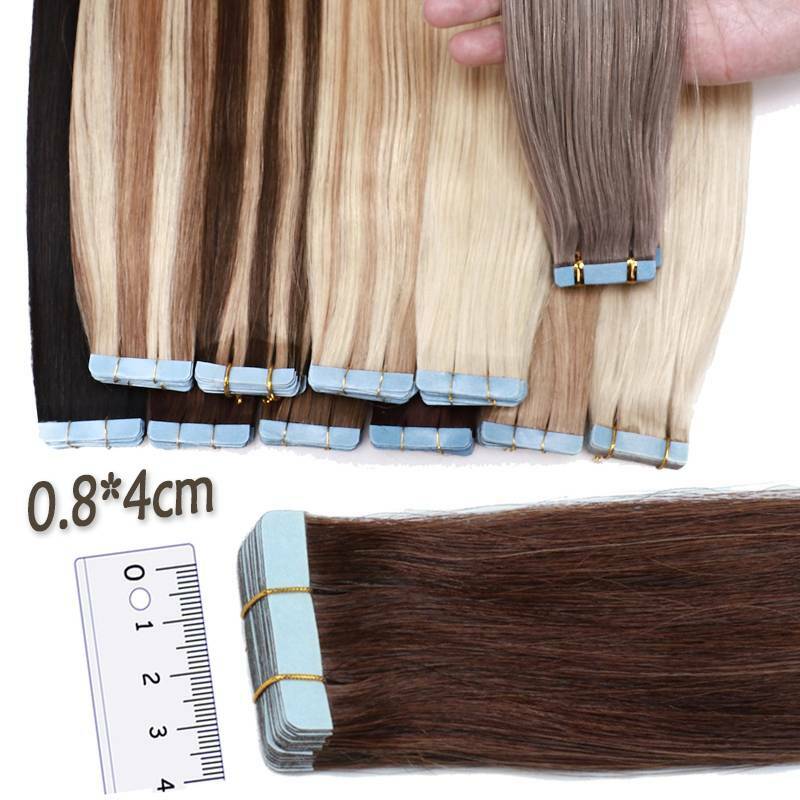 Any Color 8A Russian Super Remy Tape In Skin Weft 100% Human Hair Extensions