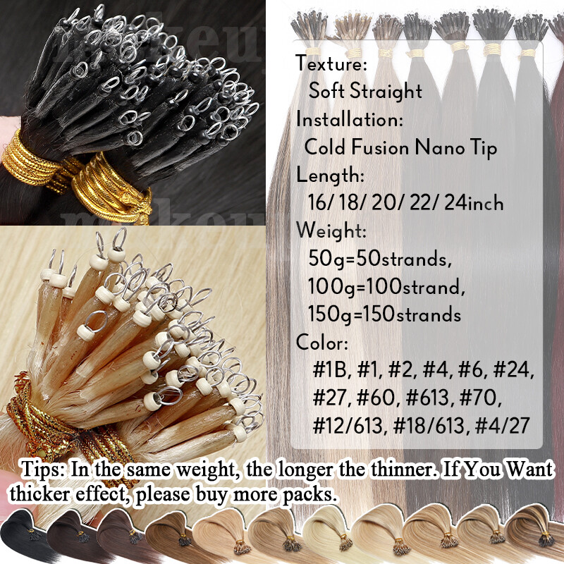 Nano Ring Tip Thick 100% Remy Human Hair Extensions 200g Micro Loop Ring Beads