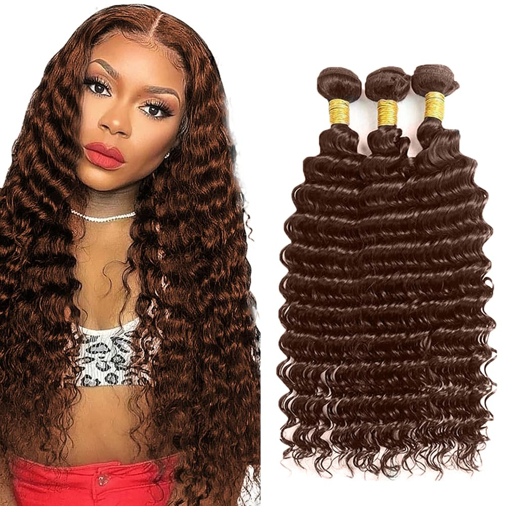 Chocolate Brown Body Wave Human Hair Extensions – 3 Bundles, 26-30