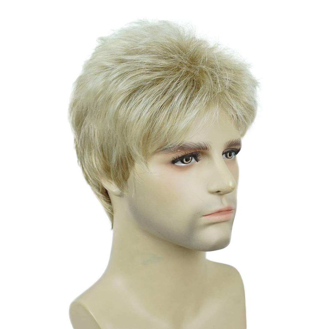 Mens Natural Short Straight Wigs Real Male Full Hair Wig Party Cosplay Toupee