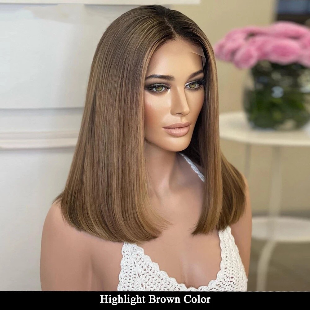 Short Bob Cut 100% Real Human Hair Wig 13X4 Lace Front Wig Pre Cut Wig