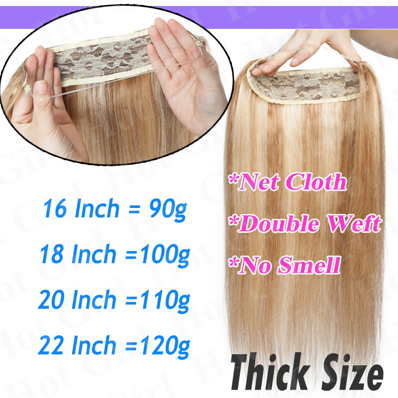 Secret Headband Wire In Remy Human Hair Extensions Ombre No Clip In One Piece US