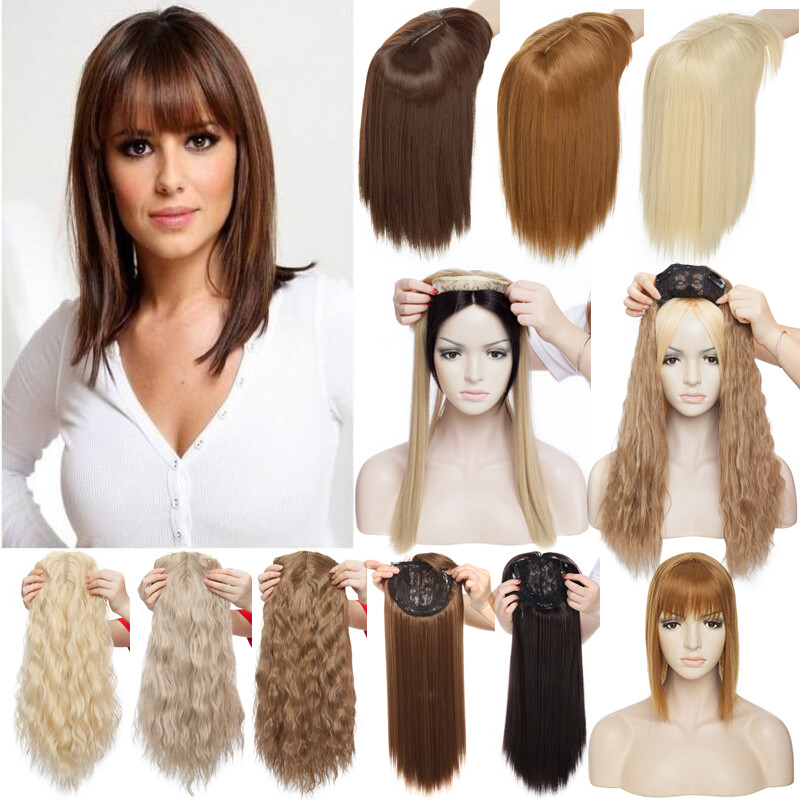 100% Natural Clip In Topper Hair With Bang Toupee Hairpiece Extension For Human