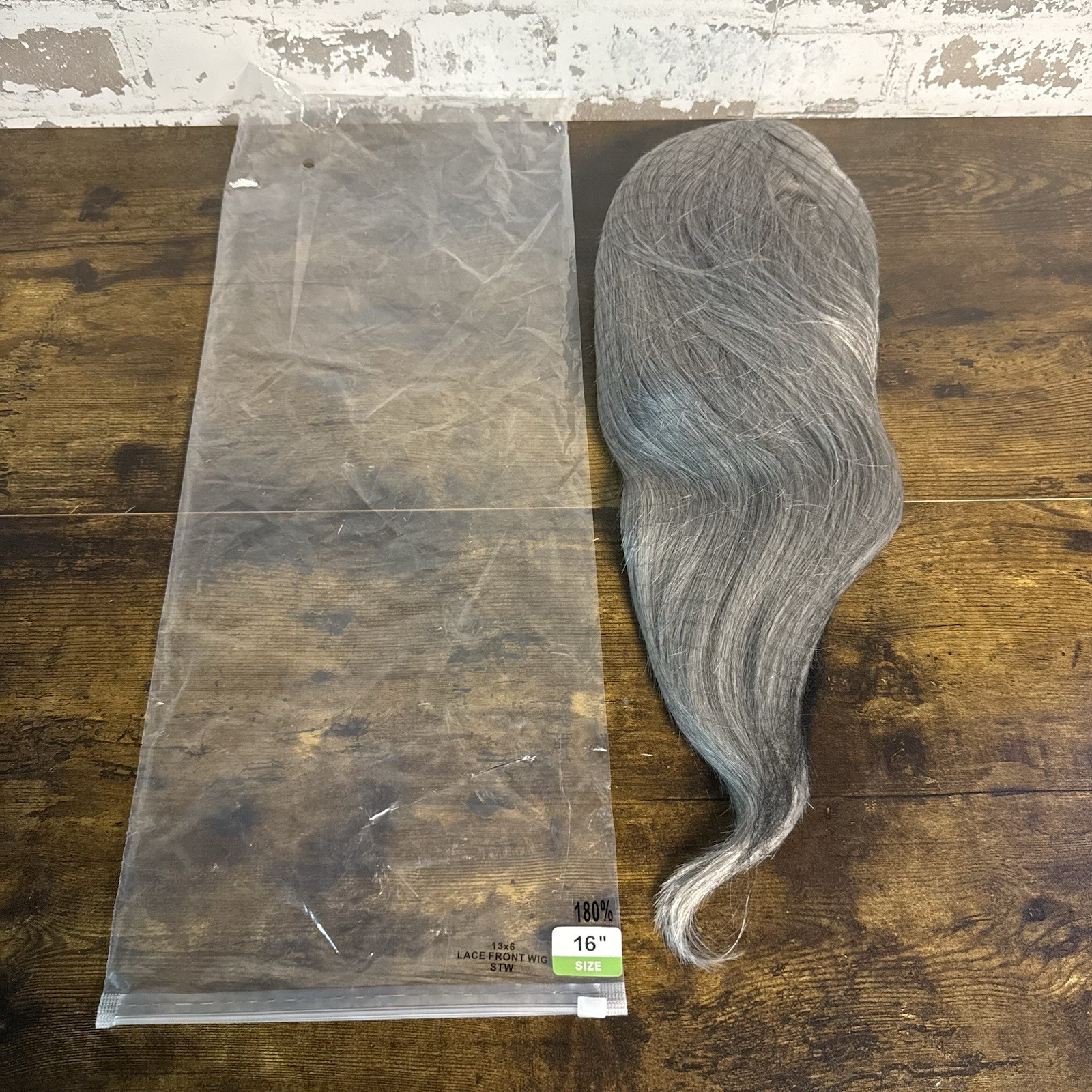 NEW – Gray Human Hair Lace Front Wig 13×6 HD Lace 180% Density Straight 16”