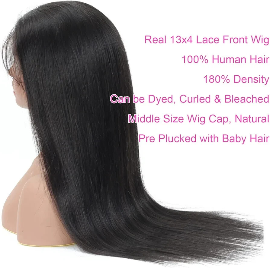 100% Human Hair 13×4 Lace Frontal Wig 18-32inches Natural Straight