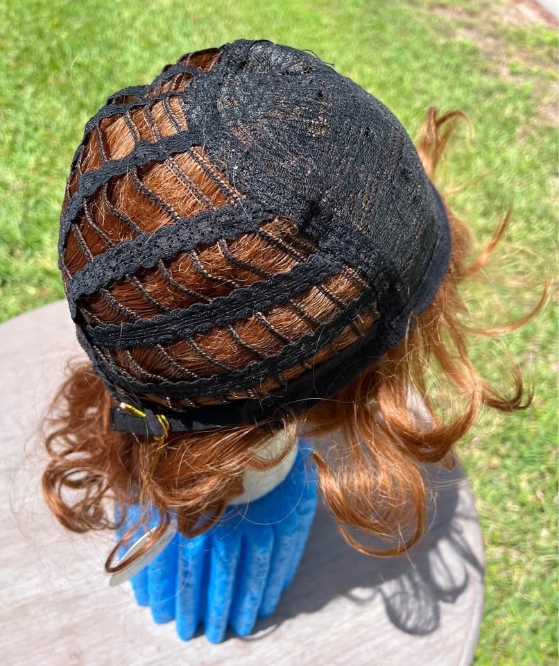MAISI. 12″ Short Curly Red Head Wig. Synthetic. Average Size.