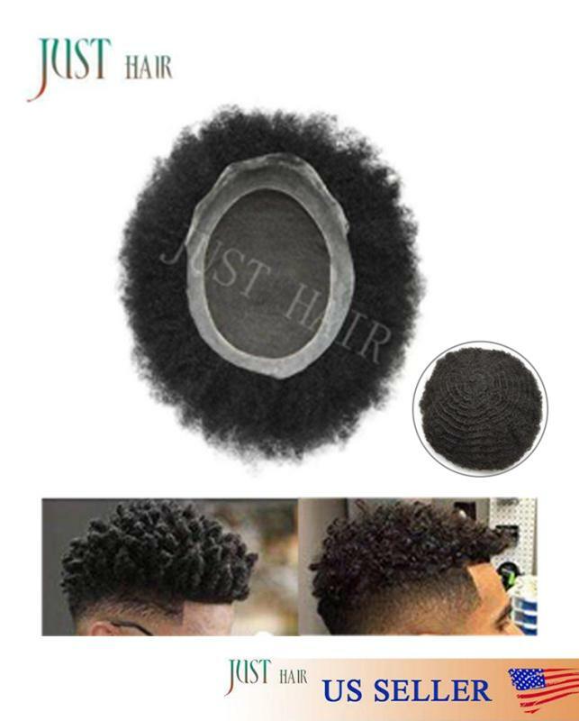 French lace Afro Curl Mens Toupee Africa America Black Mens afro Wig Poly Around