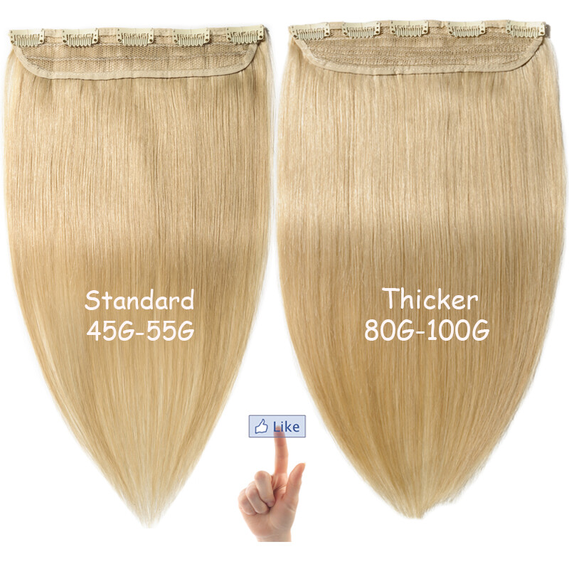 Thick One Piece Clip In 100% Remy Human Hair Extensions 3/4 Full Head Weft Ombre