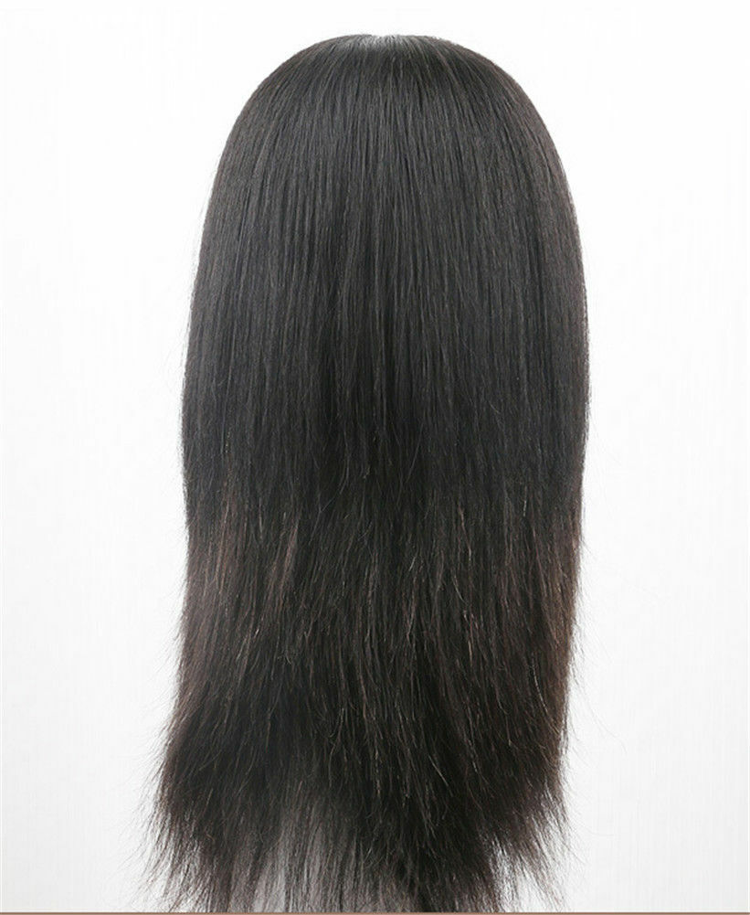 100% Real Human Hair Topper Toupee Clip Hairpiece Bangs Bob Top Straight Wig
