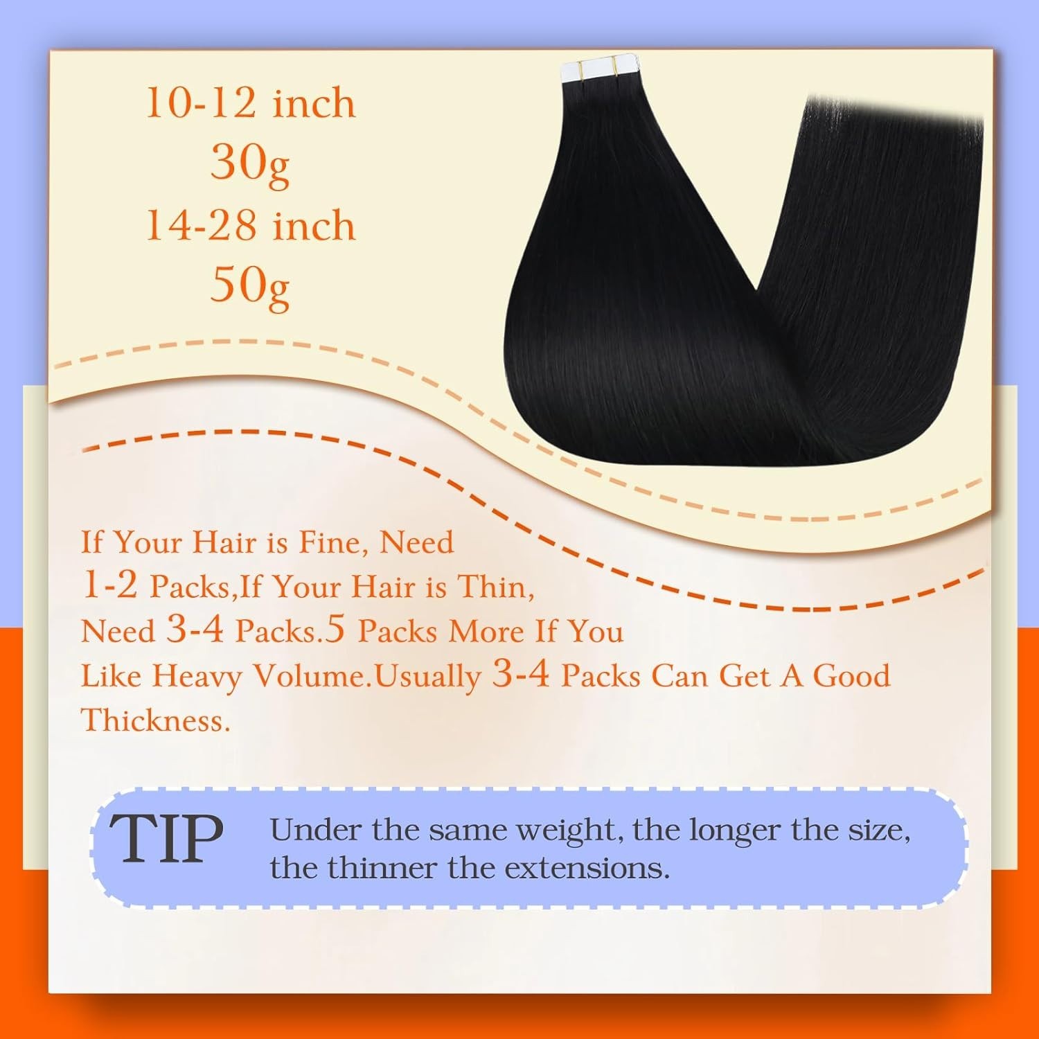 Full Shine Tape In Human Hair Extensions 20in Jet Black Remy 50g Silky Straight