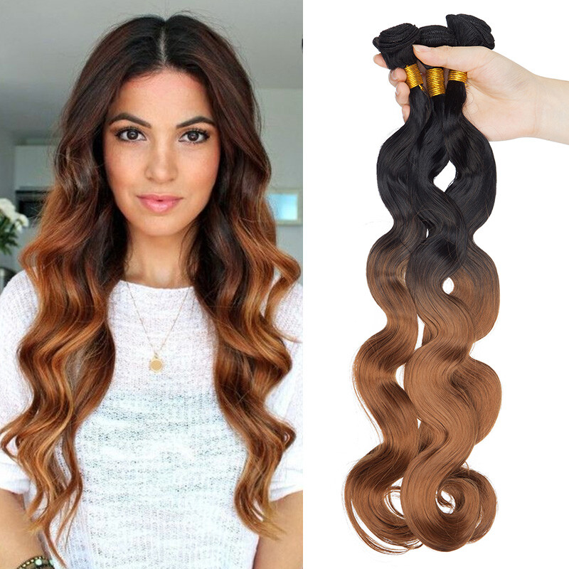 22″Sew in Full Head Black Body Wave Closure Weft Crochet Weaving Hair Extensions