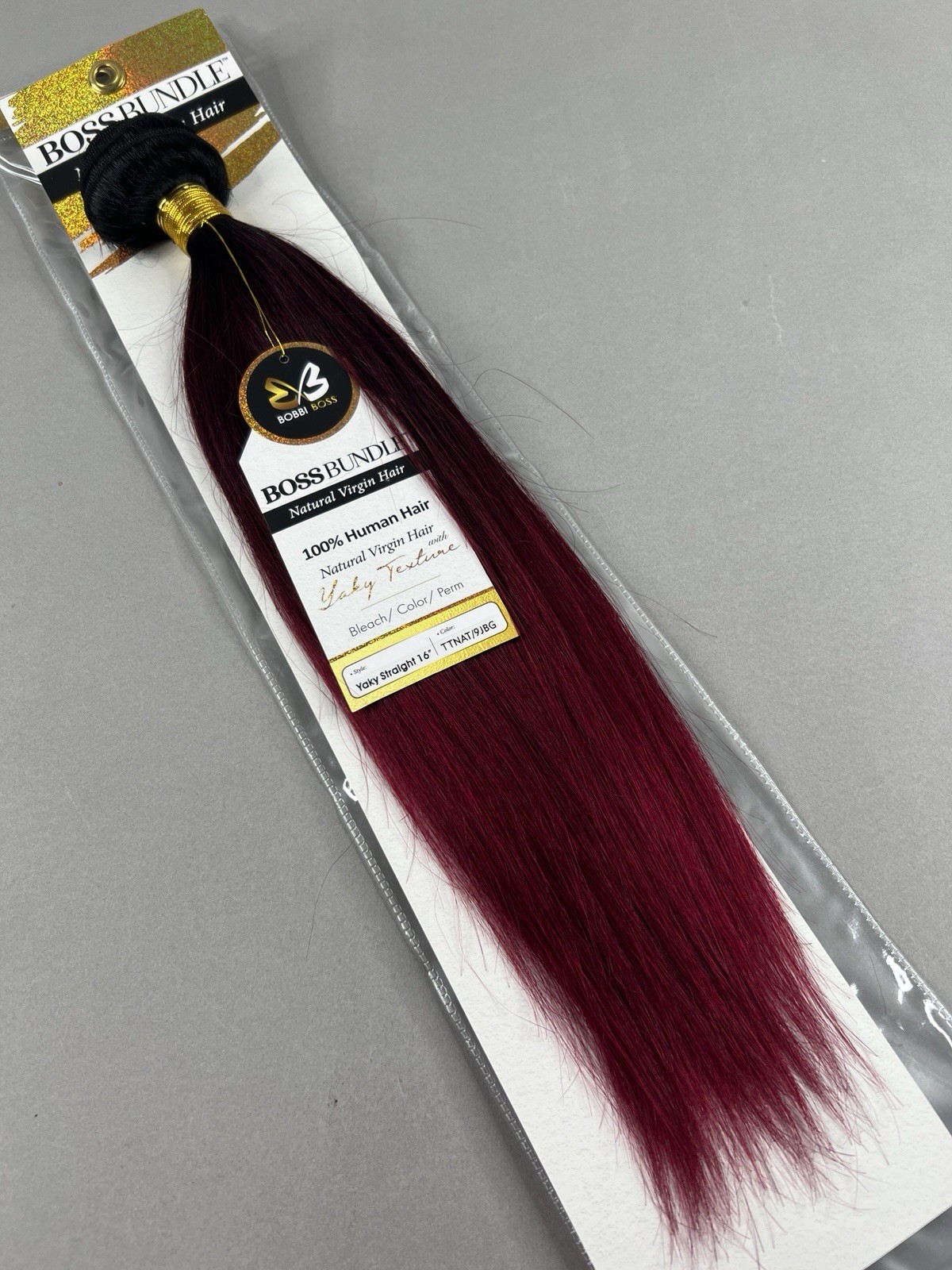 16” Boss Bundles TTNat/9JBG Burgundy Ombre Straight 100% Human Hair Extensions