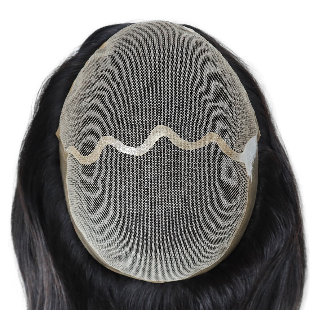 Women Topper Human Hair Toppers Lace Poly Skin Black Hair Pieces 8×10 TP38