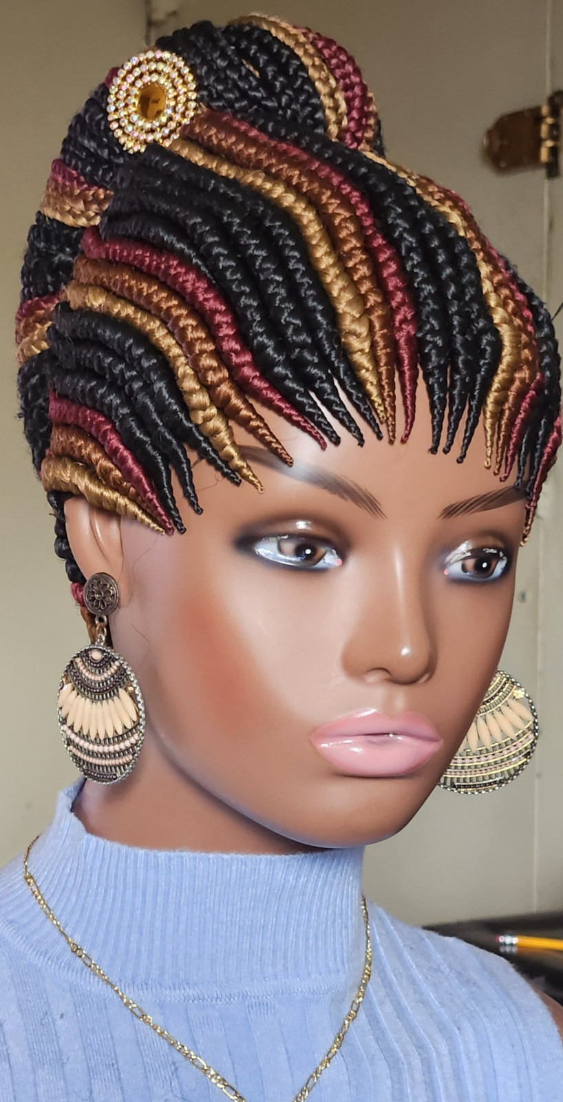 handmade braided cornrows wig pony Escargot multiple colors