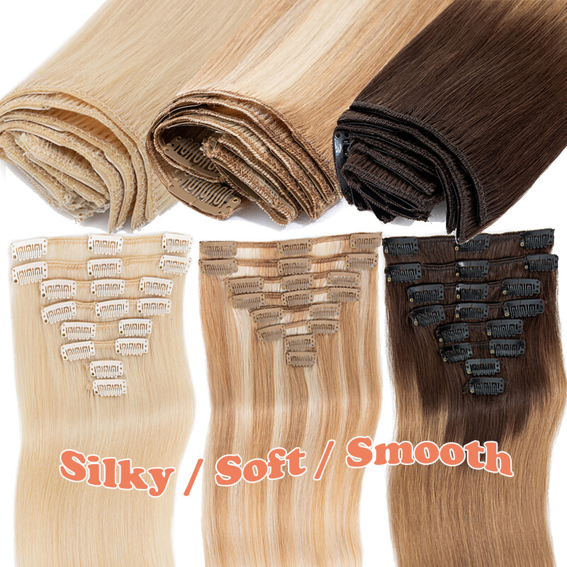 A+ Remy Human Hair Extensions Russian 8PCS Clip In 8″10″12″14″16″18″20″22″24″ US