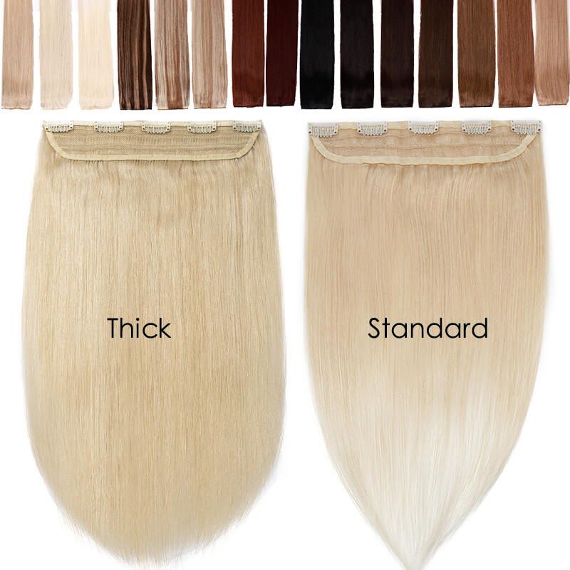 THICK One Piece 5Clips Weft Clip In Real Remy Human Hair Extensions Balayage US