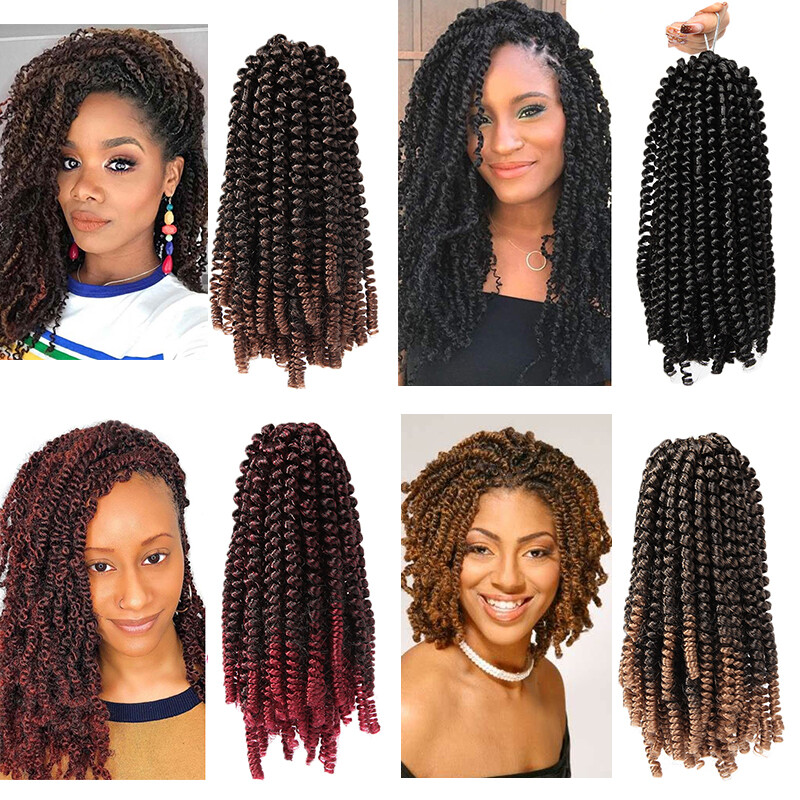 US 8″ Afro Crochet Spring Twist Braids Hair Extension Passion Spring Twist Ombre
