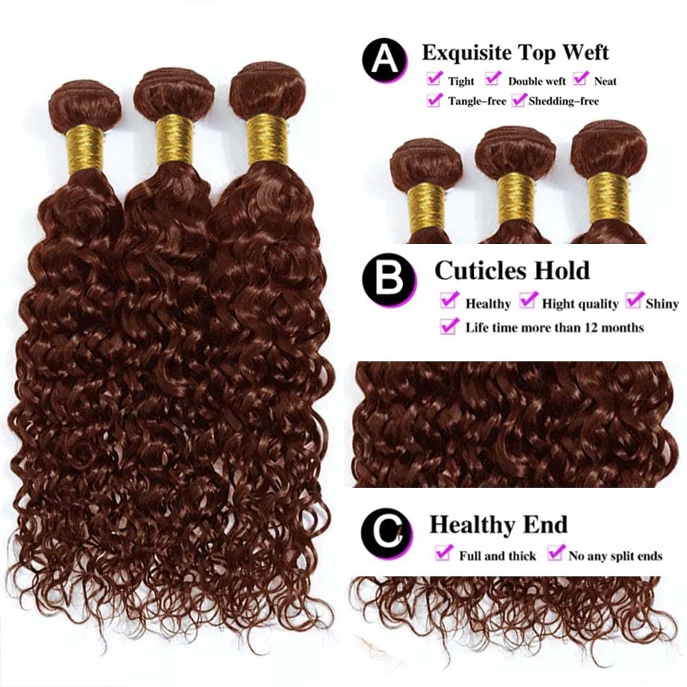 Mamart 30 32 34 Inch Chocolate Brown Bundles Water Wave Human Hair Dark Brown