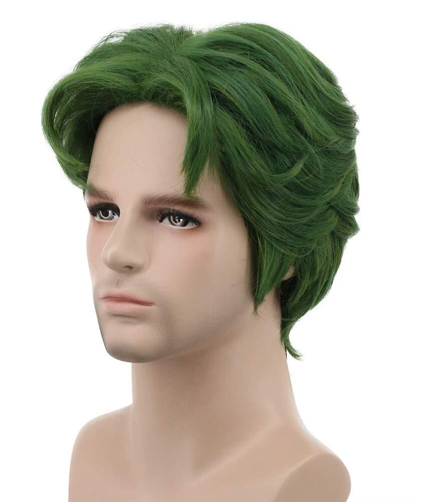 5 Inches Short Curly Men Fluffy Dark Green Halloween Party Cosplay Costume Wig