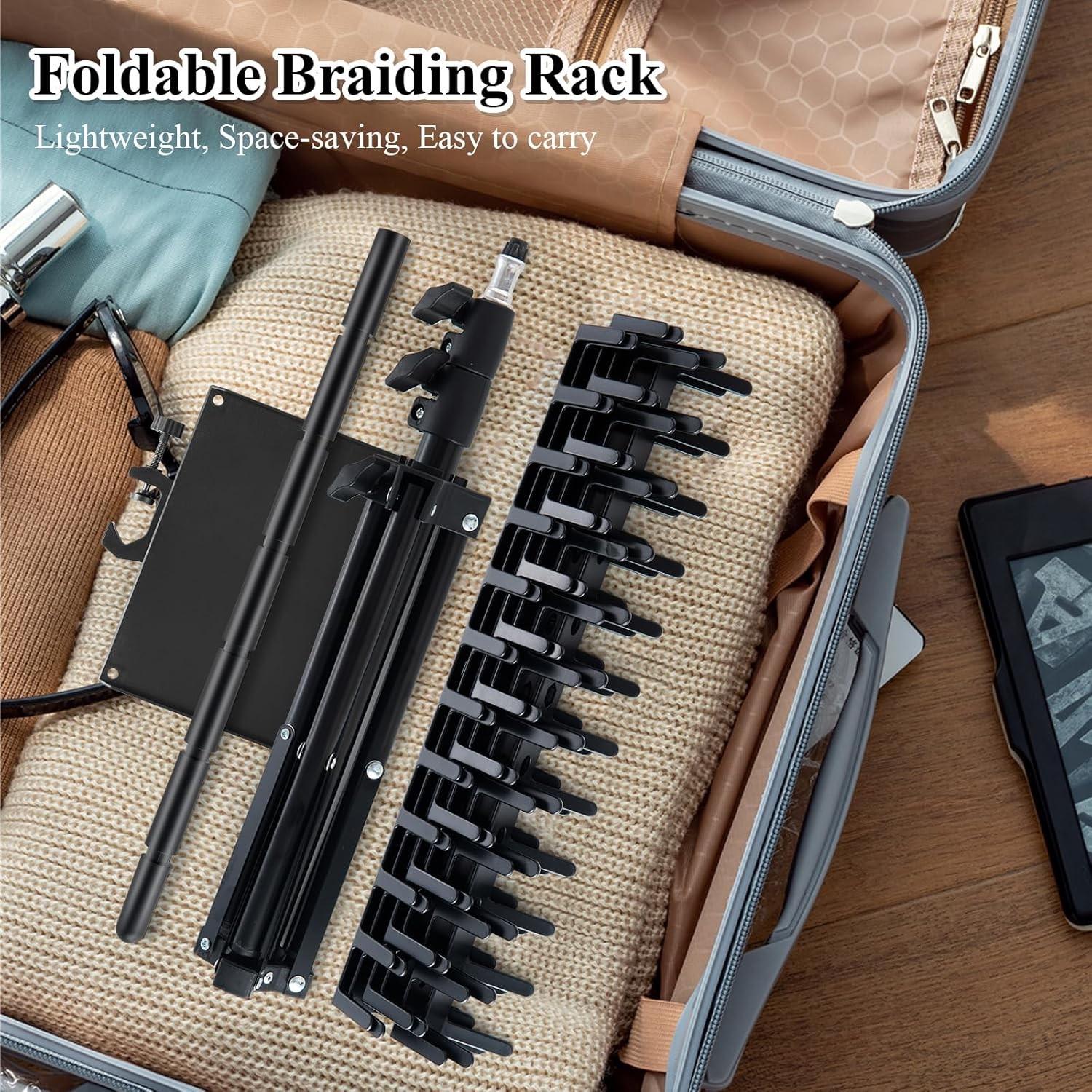 Braiding Rack 144 Pegs Height Adjustable Hair Extension Stand Tray 2-Side