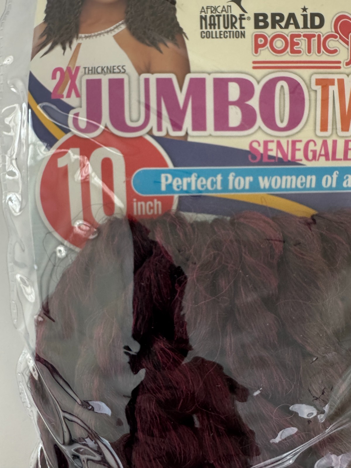 Eve Hair JT10 Jumbo Twist Bounce Curl Senegalese Crochet Loop T1B/BUG Burgundy