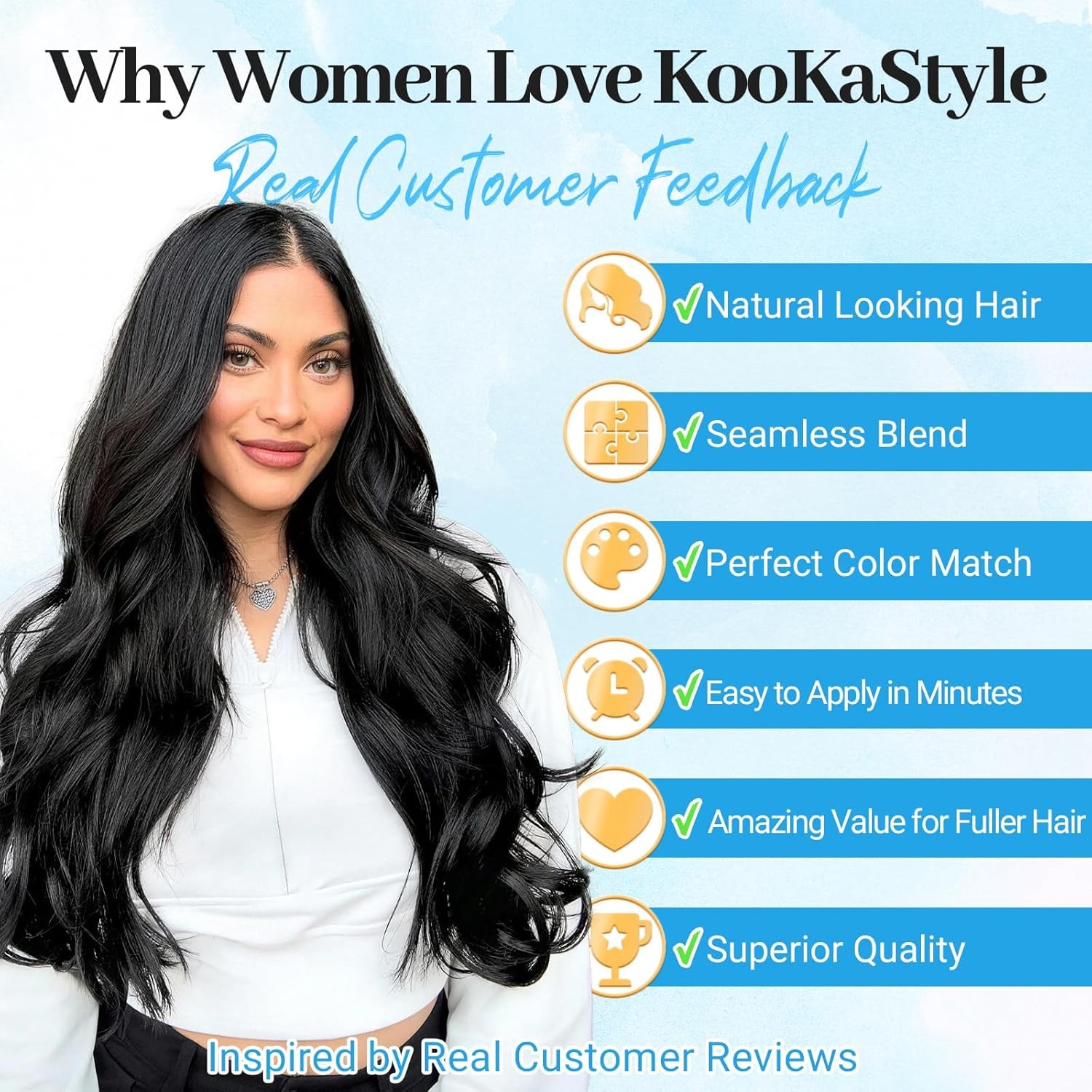 Wire Hair Extensions Long Straight Layered Synthetic with