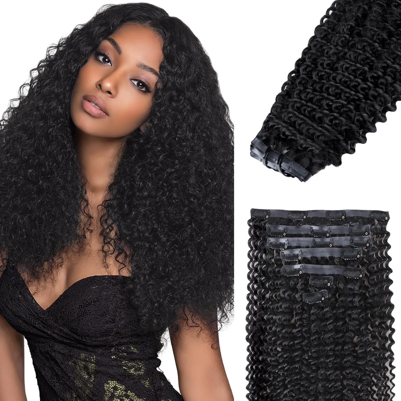Idn Beauty Seamless Clip In Hair Extensions Human Hair Kinky Curly 18 Inch 110G